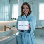 Mulher com cabelos brilhantes após uso da máscara Sebastian Professional Breaker