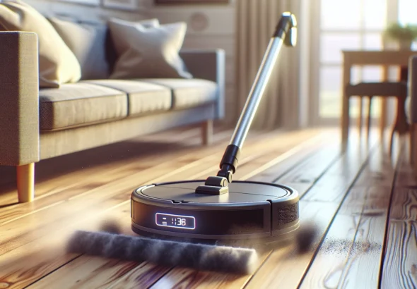 Roborock Qrevo S5V em ação com FlexiArm limpando diferentes pisos domésticos