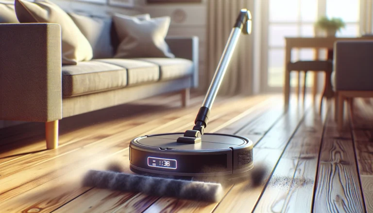 Roborock Qrevo S5V em ação com FlexiArm limpando diferentes pisos domésticos